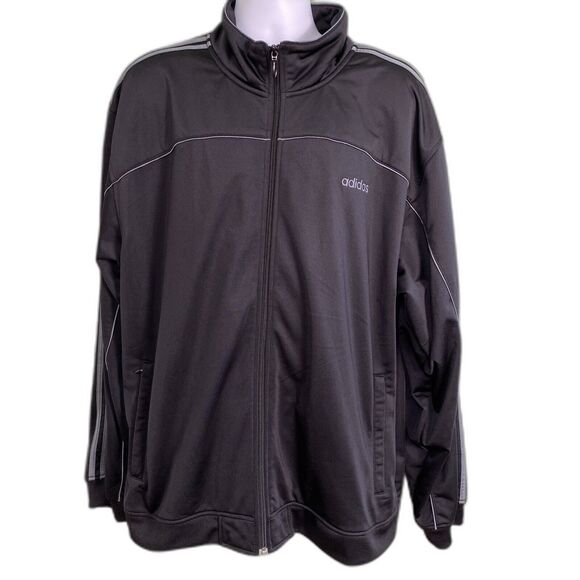 Adidas Track Jacket Mens 2XL Black Full Zip Warm Up Athletic Athleisure - Picture 1 of 9